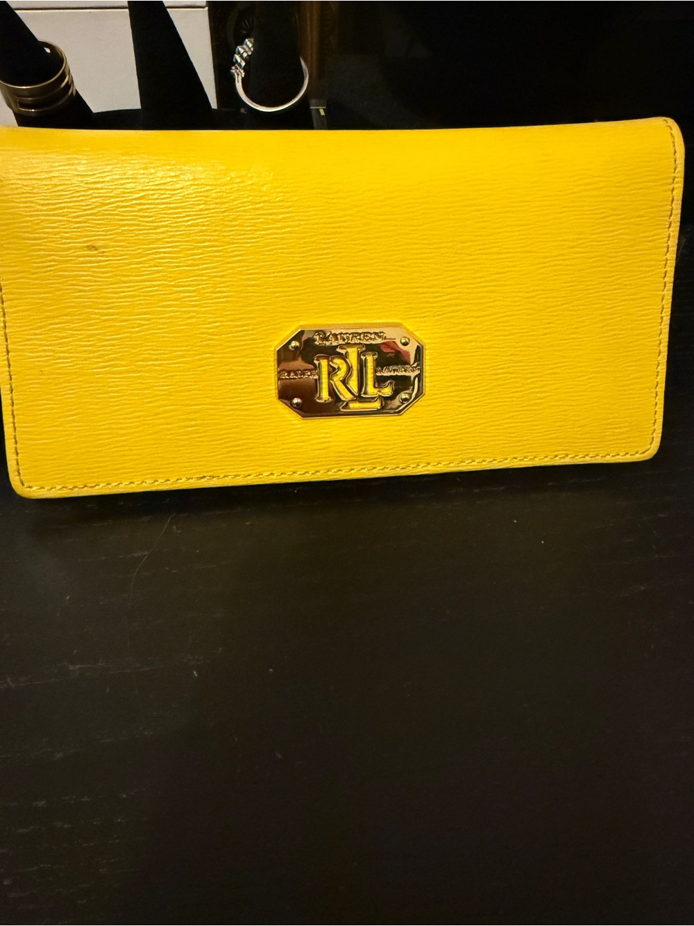 Ralph Lauren Bright Yellow RL Plaque Wallet